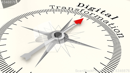 Image of Compass with arrow pointing to the word Digital Transformation