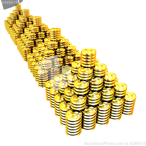 Image of pyramid from the golden coins. 3d illustration