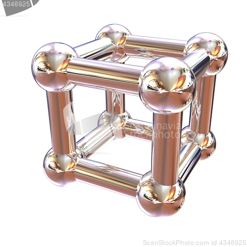 Image of Structural chemical formula and model of molecule, 3d object ill