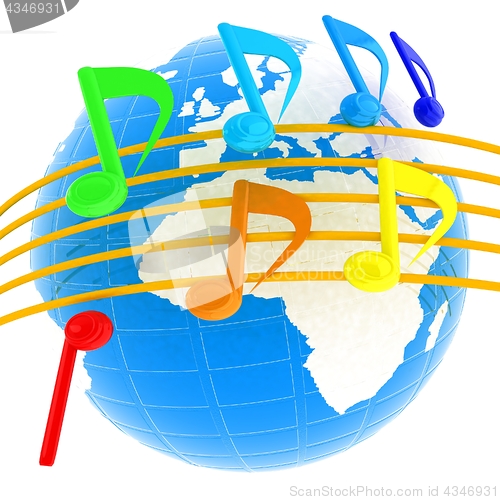 Image of music notes  background. 3D illustration