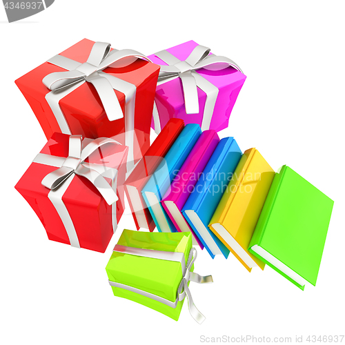 Image of Gifts and books. 3d illustration