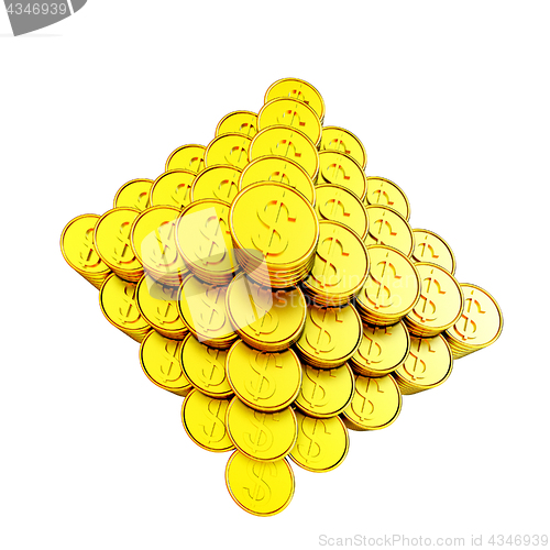 Image of pyramid from the golden coins. 3d illustration