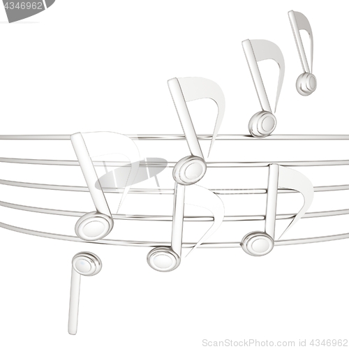 Image of music notes  background. 3D illustration