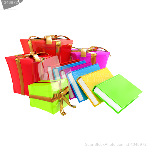 Image of Gifts and books. 3d illustration