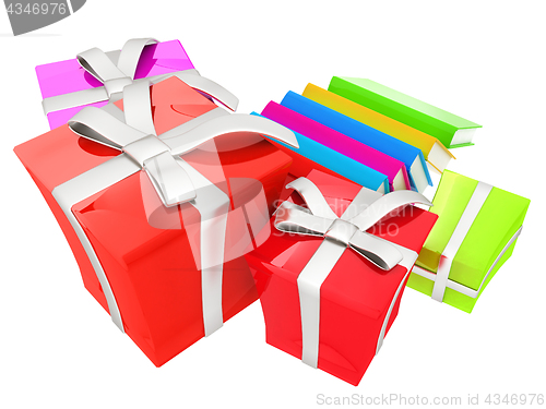 Image of Gifts and books. 3d illustration
