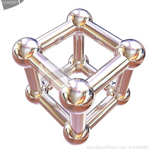 Image of Structural chemical formula and model of molecule, 3d object ill