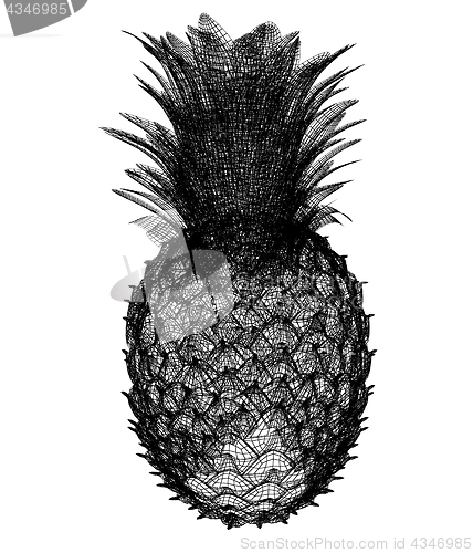 Image of Pineapple isolated on white background.3d illustration