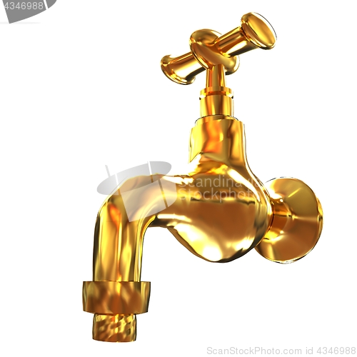 Image of Gold water tap. 3d illustration