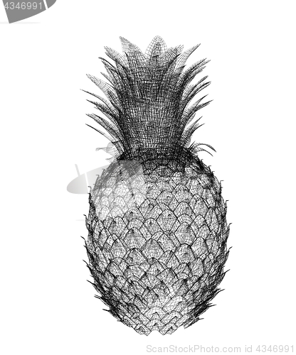 Image of Pineapple isolated on white background.3d illustration