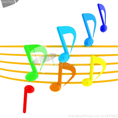 Image of music notes  background. 3D illustration