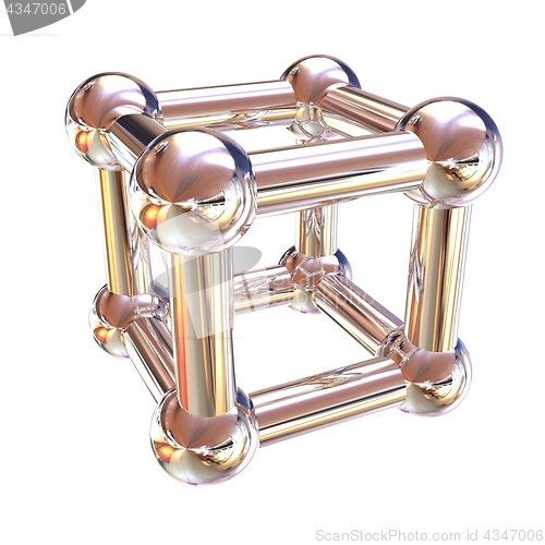 Image of Structural chemical formula and model of molecule, 3d object ill