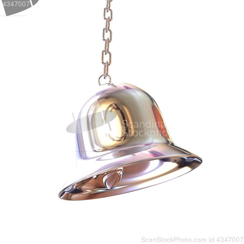 Image of Shiny metal bell isolated on white background. 3d illustration