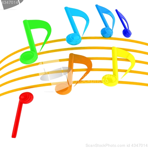 Image of music notes  background. 3D illustration