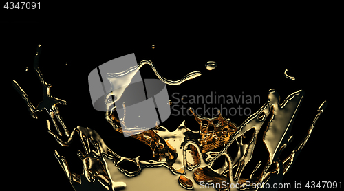 Image of Liquid gold or oil splatter and splashes isolated on black