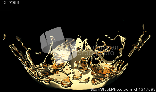 Image of Melted gold or oil splashes isolated on black