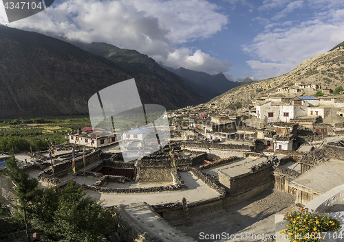 Image of Marpha village and apple gardens in Nepal