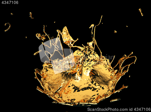 Image of Liquid gold or oil splashes isolated on black