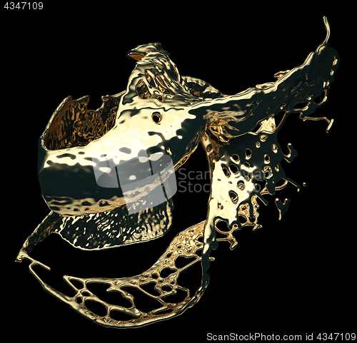 Image of Melted gold or oil splashes isolated on black