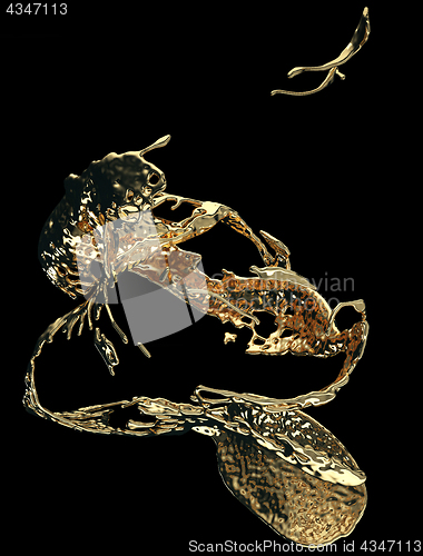Image of Liquid gold or oil splashes isolated on black
