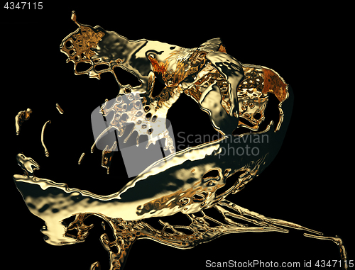 Image of Liquid gold or oil splashes isolated on black