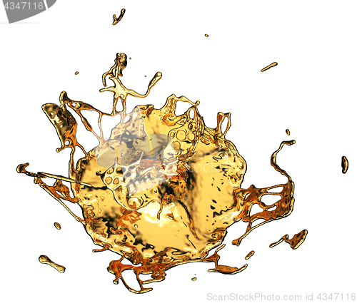 Image of Melted gold or oil splashes isolated on white