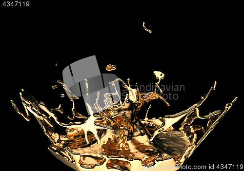 Image of Melted gold or oil splashes isolated on black
