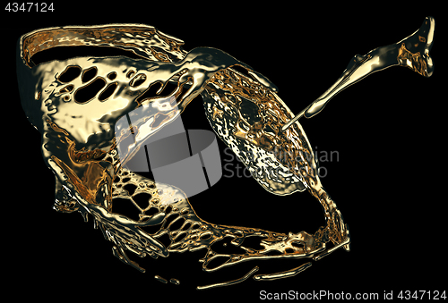 Image of Liquid gold or oil splatter and splashes isolated on black