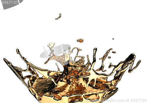 Image of Liquid gold or oil splatter and splashes isolated on white