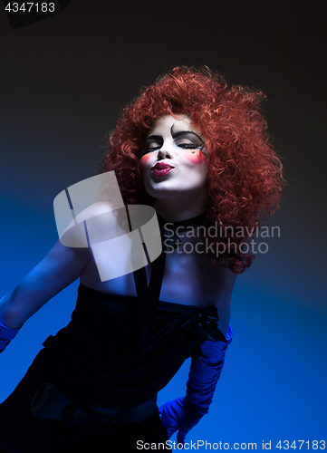 Image of Woman mime with soap bubbles.