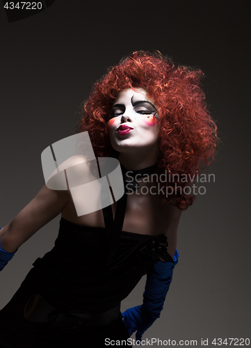 Image of Woman mime with theatrical makeup