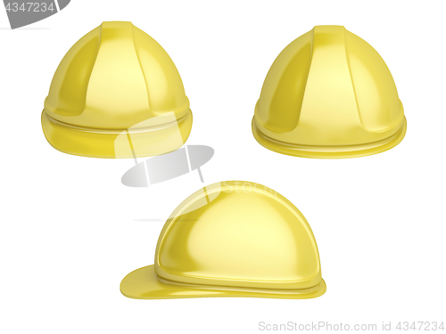 Image of Yellow plastic safety helmet