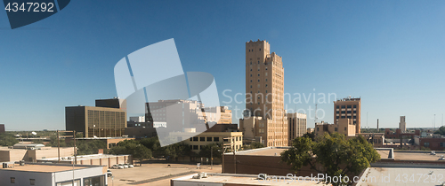 Image of Fall Afternoon Blue Sky Lubbock Texas Downtown City Skyline