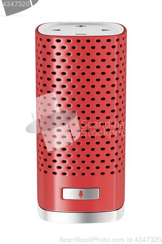 Image of Red smart speaker isolated on white