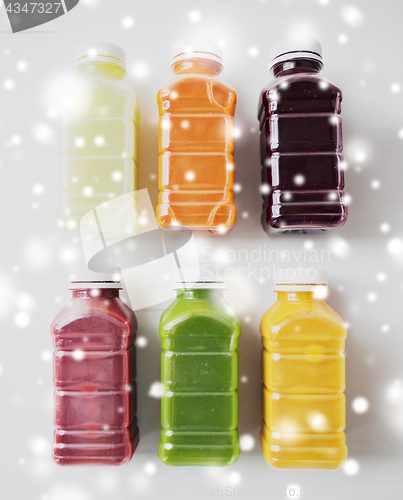 Image of bottles with different fruit or vegetable juices