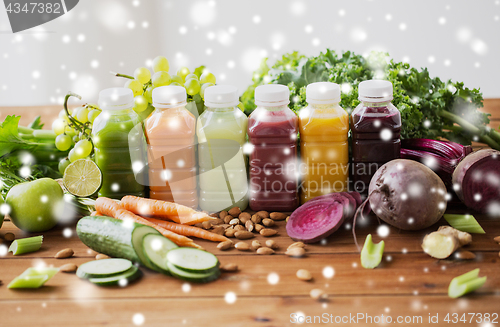 Image of bottles with different fruit or vegetable juices