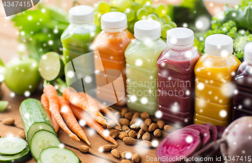 Image of bottles with different fruit or vegetable juices