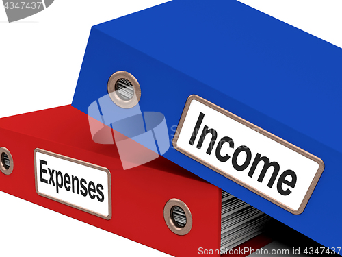 Image of Income Expenses Files Show Budgeting And Bookkeeping