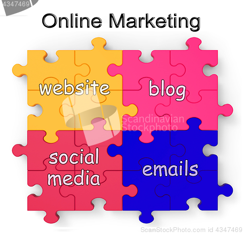 Image of Online Marketing Puzzle Shows Websites And Blogs