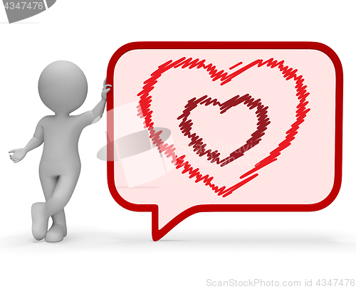 Image of Heart Speech Bubble Represents Valentine Day 3d Rendering