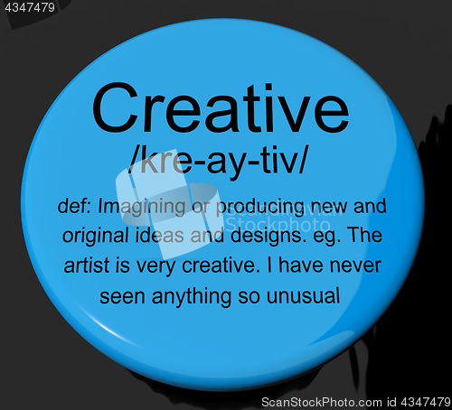 Image of Creative Definition Button Showing Original Ideas Or Artistic De