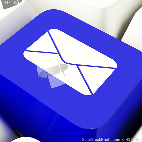 Image of Envelope Computer Key In Blue For Emailing Or Contacting
