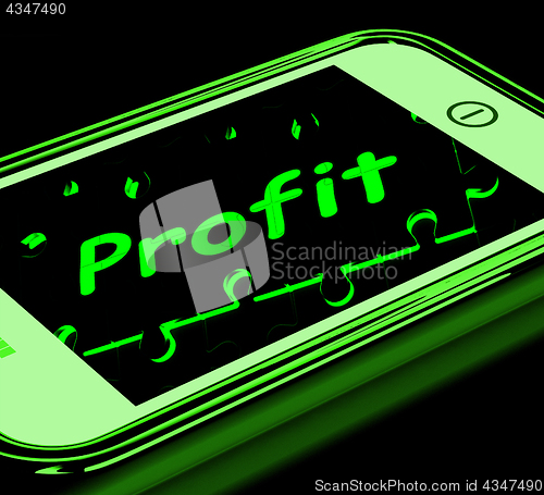 Image of Profit On Smartphone Shows Lucrative Earnings