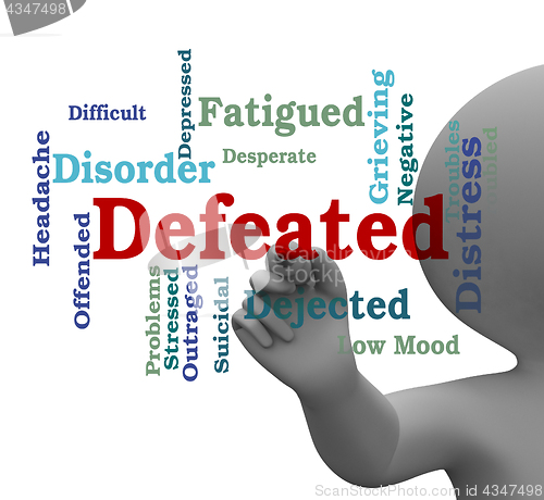 Image of Defeated Word Indicates Overpower Wordcloud 3d Rendering