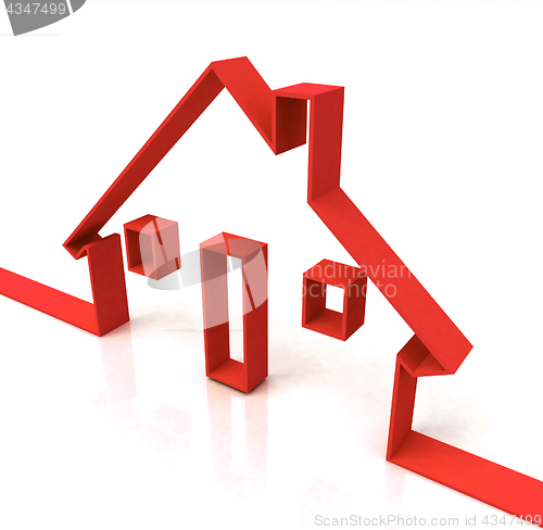 Image of Red House Symbol Shows Real Estate Or Rentals