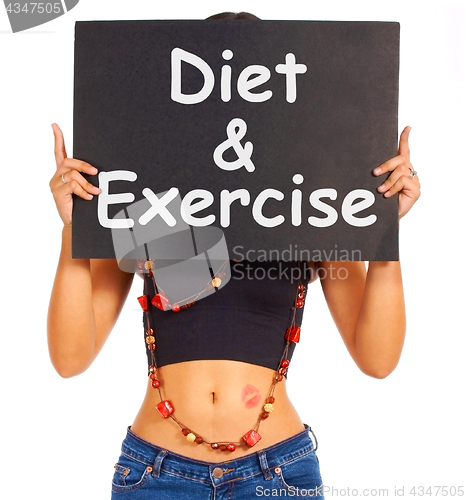 Image of Diet And Exercise Sign Shows Weight Loss Advice