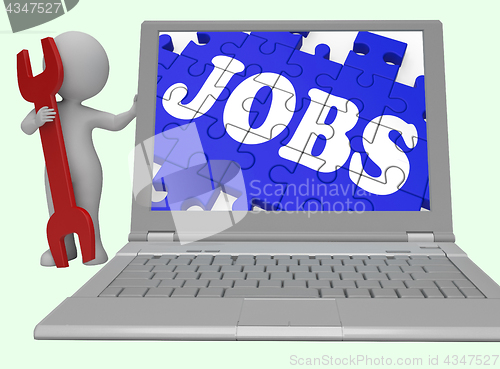 Image of Jobs Puzzle Shows Careers Online 3d Rendering