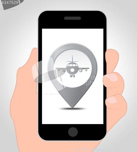 Image of Airport Location Online Means Mobile Phone And Airfield