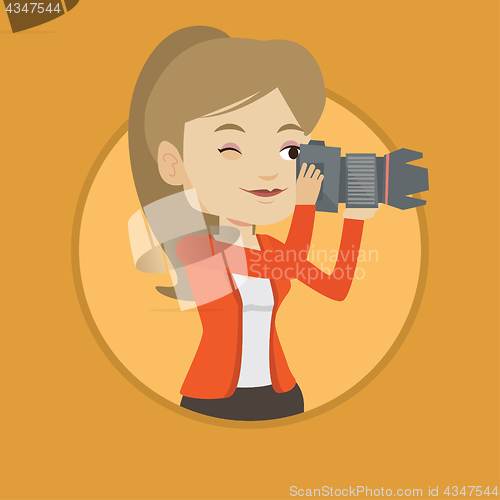 Image of Photographer taking photo vector illustration.