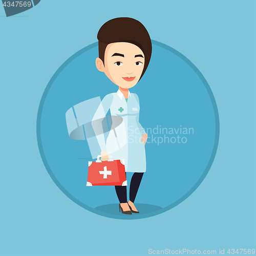 Image of Doctor holding first aid box vector illustration.