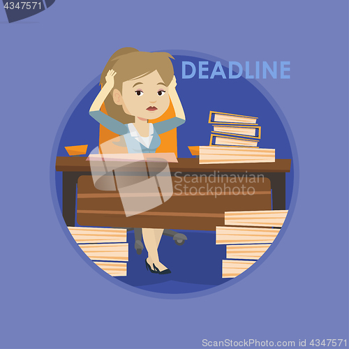 Image of Business woman having problem with deadline.